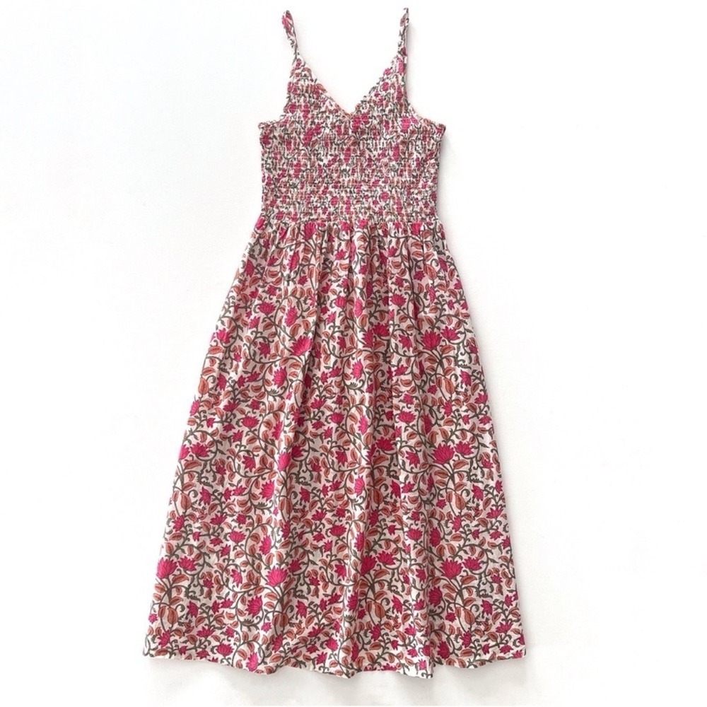 DRA Los Angeles Moss Ditsy Floral Midi Dress Pink Size S Coquette Cottagecore‎